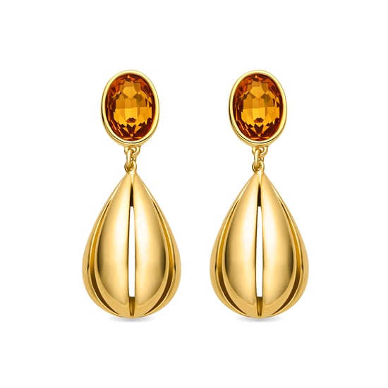 Luxenter Ohrringe mit orangefarbenem hydrothermalem Quarz, 18 Karat Gold-Finish – Goneth - Image 1