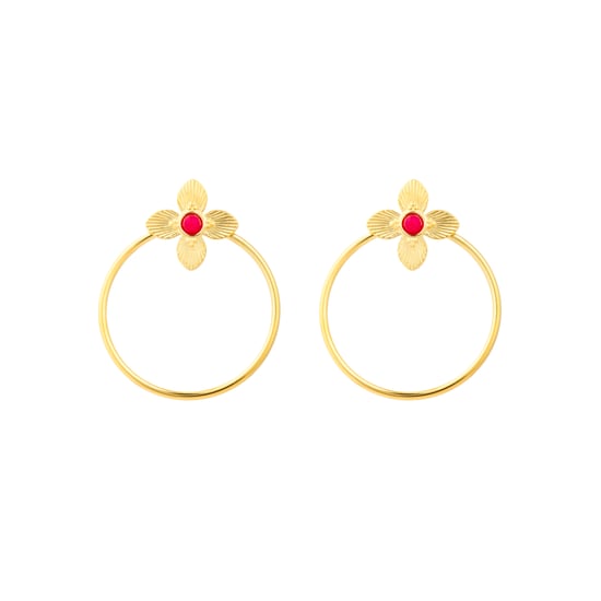 Luxenter Ohrringe mit 18 Karat Gelbgold-Finish und fuchsiafarbener Lackierung – Uya - Image 1