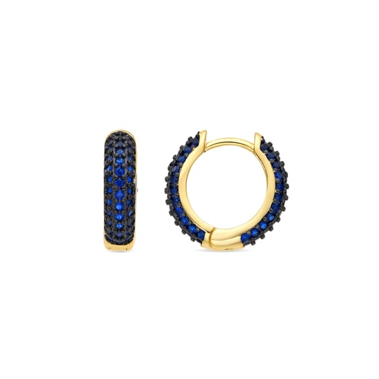 Luxenter Ohrringe mit 9 mm Durchmesser, 18 Karat Gelbgold-Finish und Zirkonia-Saphir – Lesrat - Image 1