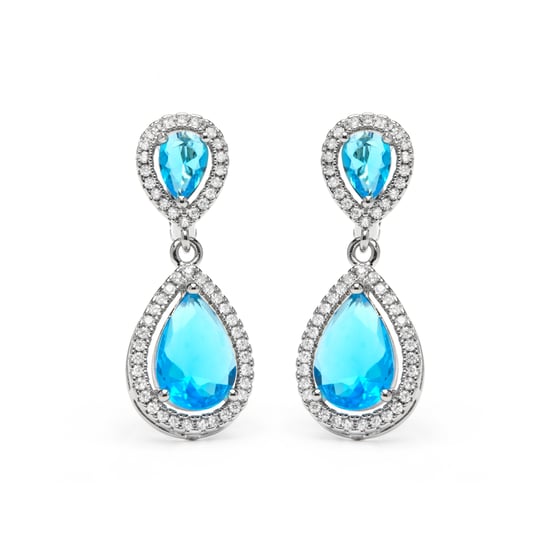 Luxenter Ohrringe mit Zirkonia und blauem Topas, silberfarben – Misim - Image 1