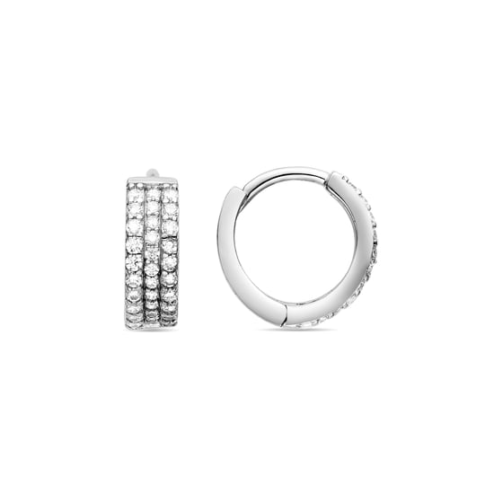 Luxenter Ohrringe aus 925er Sterlingsilber mit funkelnden Zirkonia-Steinen, rhodiniert – Tsyal - Image 1
