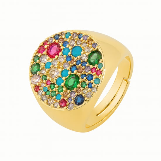 Luxenter Ring mit mehrfarbigen Zirkonia-Steinen, 18 Karat Gelbgold-Finish – Lidat - Image 1