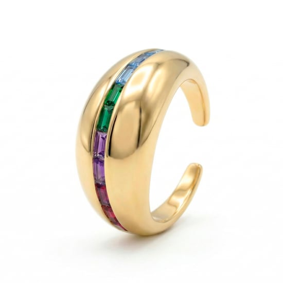 Luxenter Ring mit mehrfarbigen Zirkonia-Steinen, 18 Karat Gelbgold-Finish – Desia - Image 1