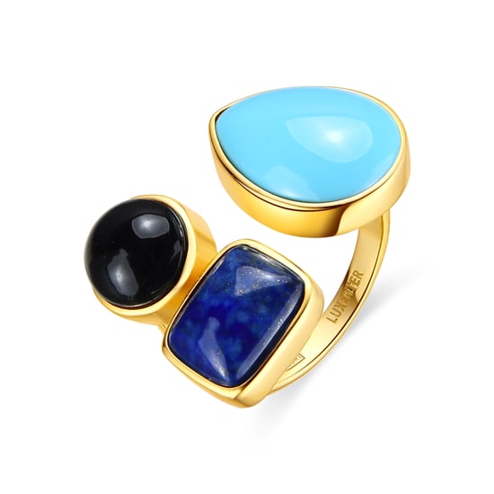 Luxenter Ring aus 925er Sterlingsilber mit grünem Paraiba-Hydrothermalquarz, 18 Karat Gelbgold-Finish – Miya - Image 1