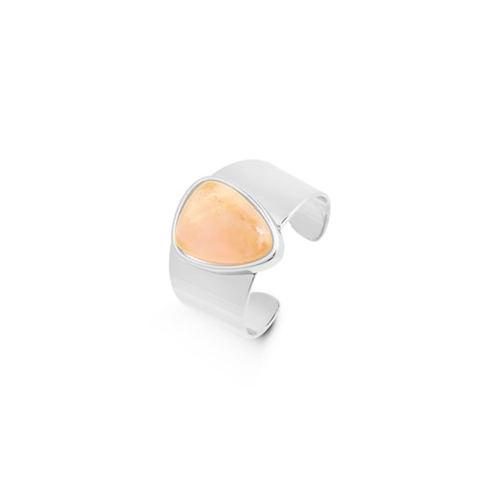 Luxenter Ring aus orangefarbenem Achat mit Rhodium-Finish – Sheak - Image 1