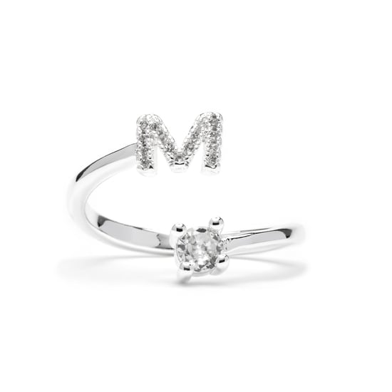 Luxenter Ring mit funkelndem Zirkonia, silberfarben – Alphabet - Image 1