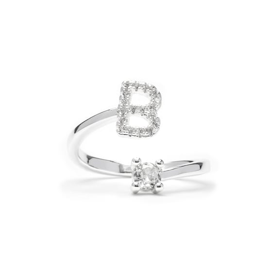 Luxenter Ring mit funkelndem Zirkonia – Alphabet - Silber - Image 1