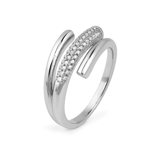 Luxenter Ring mit funkelnden Zirkonia-Steinen, rhodiniert – Jedrac - Image 1