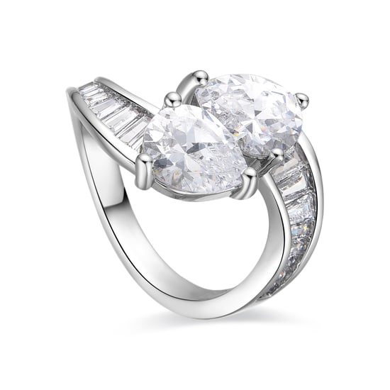 Luxenter Ring mit funkelnden Zirkonia-Steinen, silberfarben – Darbia - Image 1