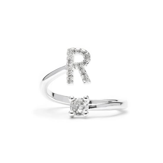 Luxenter Ring mit funkelndem Zirkonia, silberfarben – Alphabet - Image 1