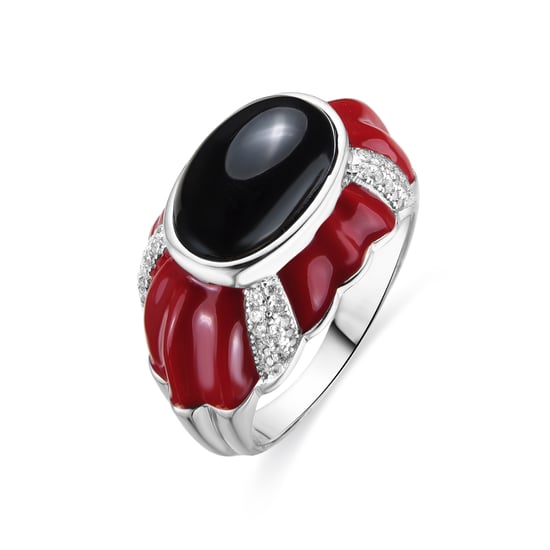 Luxenter Ring aus 925er Sterlingsilber und rot lackiert mit Rhodiumbeschichtung – Rendi - Image 1
