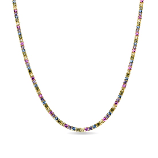 Luxenter Halskette aus 925er Sterlingsilber mit mehrfarbigem Zirkonia, 18 Karat Gelbgold-Finish – Tahu - Image 1