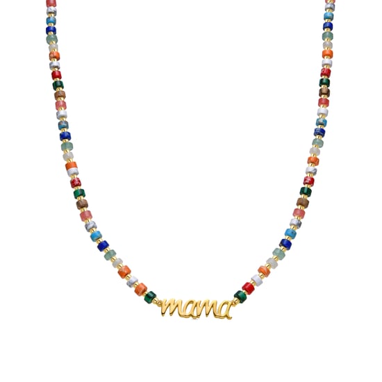 Luxenter Halskette aus 925er Sterlingsilber und mehrfarbigem Kristall mit 18-karätiger Gelbgold-Beschichtung – Mama - Image 1