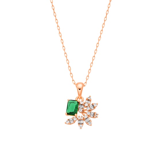 Luxenter Halskette mit smaragdgrünen Zirkonia, veredelt mit 18 Karat Gelbgold – Juveio - Image 1