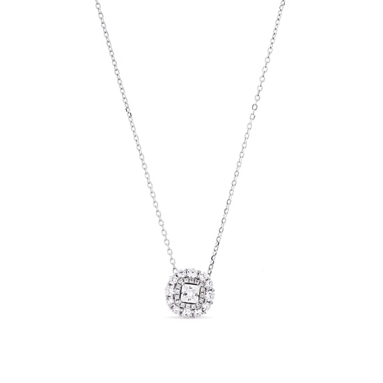 Luxenter Halskette aus 925er Sterlingsilber und glänzendem Zirkonia mit Rhodiumbeschichtung – Raxya - Image 1