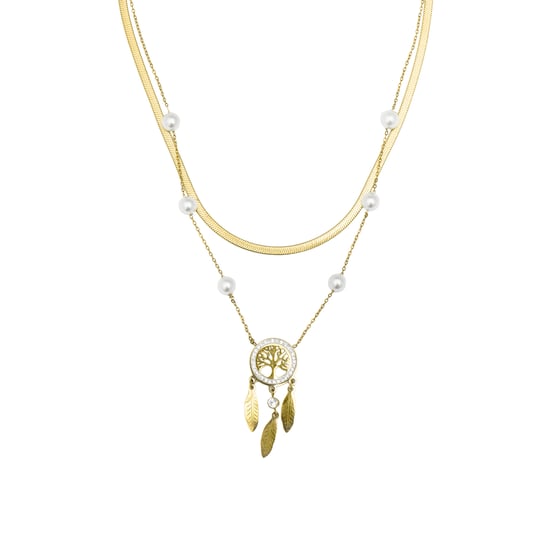 Luxenter Halskette mit weißen Perlen, veredelt mit 18 Karat Gelbgold – Anthori - Image 1