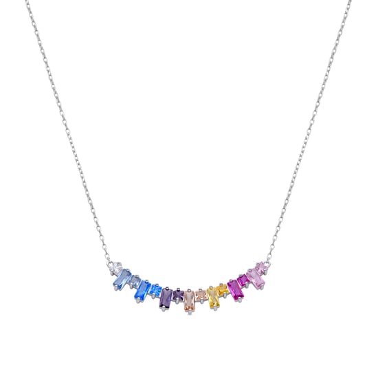 Luxenter Halskette aus 925er Sterlingsilber mit mehrfarbigem Zirkonia, rhodiniert – Uryl - Image 1