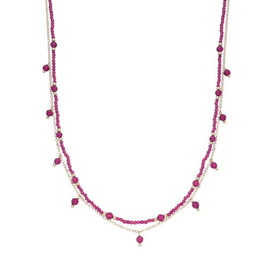 Luxenter Halskette aus rosa Kristall mit 18 Karat Gelbgold-Finish – Aira - Image 1