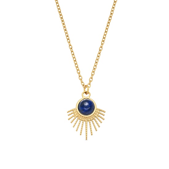 Luxenter Halskette aus natürlichem Lapislazuli mit 18 Karat Gelbgold-Beschichtung – Ankyo - Image 1
