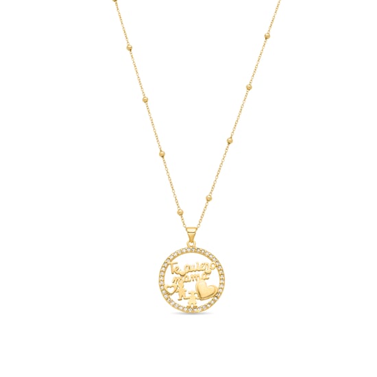 Luxenter Halskette aus 925er Sterlingsilber mit Zirkonia-Brillanten, 18 Karat Gelbgold-Finish – Mama - Image 1