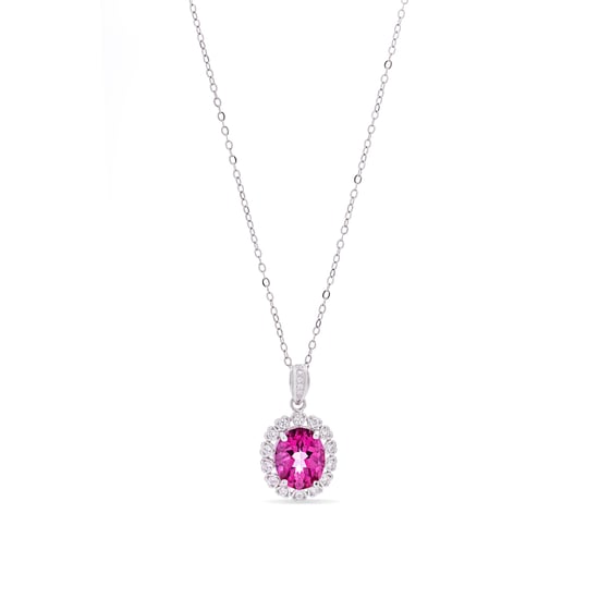 Luxenter Halskette aus 925er Sterlingsilber mit natürlichem rosa Topas, rhodiniert – Lirian - Image 1