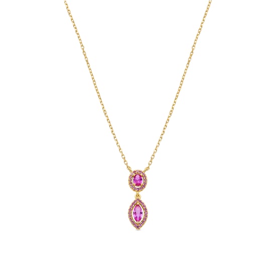 Luxenter Halskette aus 925er Sterlingsilber mit rosa Zirkonia, 18 Karat Gelbgold-Finish – Ontary - Image 1