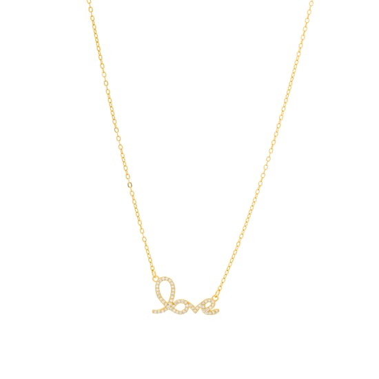 Luxenter Halskette aus 925er Sterlingsilber mit funkelnden Zirkonia-Steinen, veredelt mit 18 Karat Gelbgold – Amor - Image 1