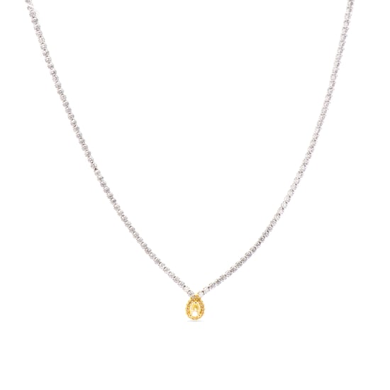 Luxenter Halskette aus 925er Sterlingsilber und Padparadscha mit Rhodiumbeschichtung – Lied - Image 1