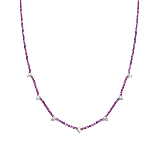 Luxenter Halskette aus 925er Sterlingsilber mit Zirkonia-Rubin, rhodiniert – Silbil - Image 1