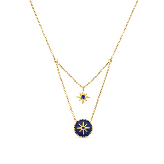 Luxenter Halskette mit blauer Lackierung und 18 Karat Gelbgold-Finish – Iskha - Image 1