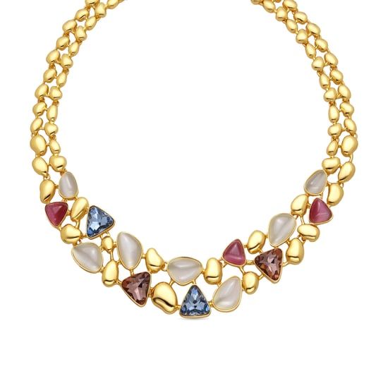 Luxenter Halskette mit 18-karätiger Gelbgold-Finish und mehrfarbigem Kristall – Naxmo - Image 1