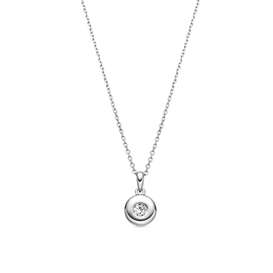 Luxenter Halskette aus 925er Sterlingsilber mit Zirkonia, rhodiniert – Button - Image 1