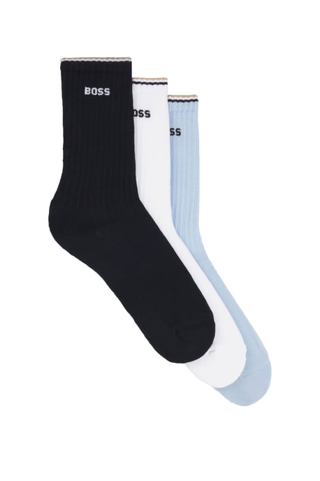 Boss Black BOSS 3 PACK RIB STRIPE SOCKS BLUE/NAVY/WHITE - Image 1