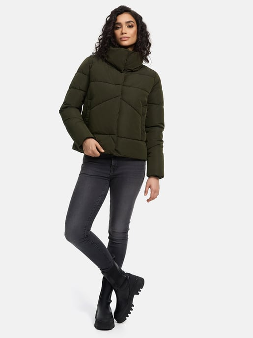 Marikoo kurze Damen Steppjacke mit Kragen & Druckknöpfen – Jalliaa - Image 6