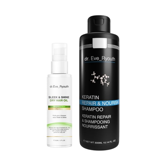 Keratin Repair & Nourish Shampoo 300 ml + SLEEK & SHINE Trockene Haarsprayöl 60 ml - Image 1
