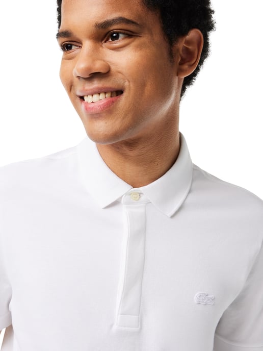 Lacoste Weiß Paris Regular Stretch Baumwolle Piqué Polo Shirt - Image 4