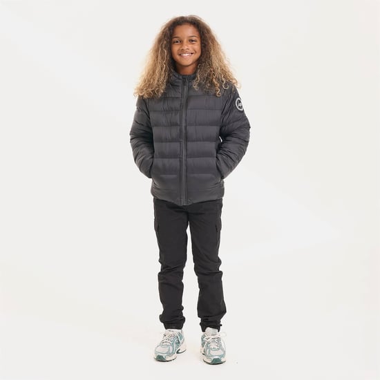 Kinder Pufferjacke für Mädchen und Jungen, schwarze, gefütterte, warme Kapuzenjacke - Image 3