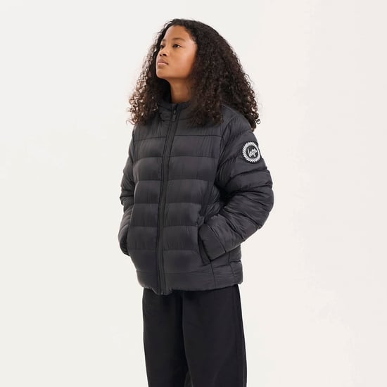 Kinder Pufferjacke für Mädchen und Jungen, schwarze, gefütterte, warme Kapuzenjacke - Image 4