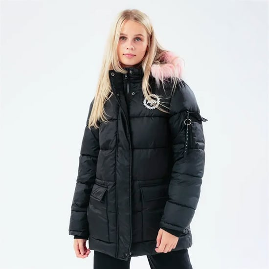 Mädchen Explorer Jacke Kinder Schwarz Kapuzen Stepp Warm Wintermantel - Image 3