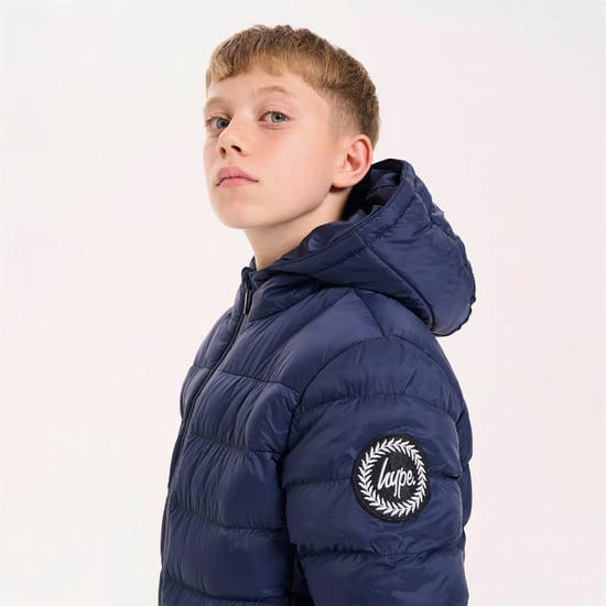Kinder Pufferjacke für Mädchen und Jungen Navy Kapuzenwarmer Steppmantel - Image 4