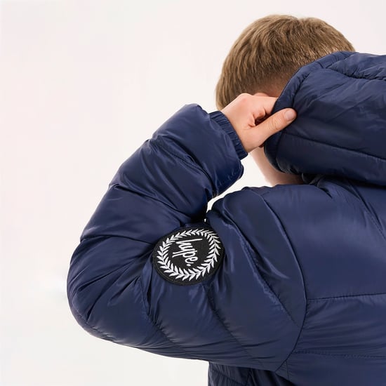 Kinder Pufferjacke für Mädchen und Jungen Navy Kapuzenwarmer Steppmantel - Image 5