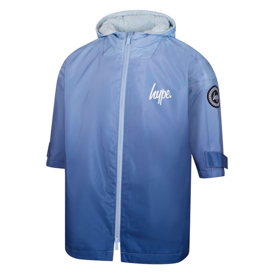 Kinder-Wechselumhang für Mädchen und Jungen, blauer Ombre-Fleece, warmer Schwimmmantel - Image 1