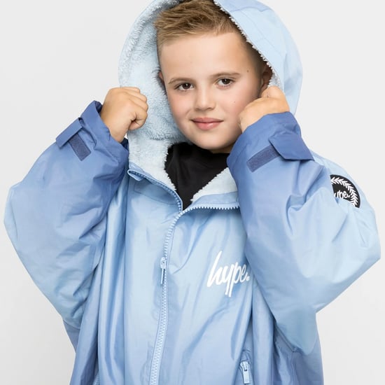 Kinder-Wechselumhang für Mädchen und Jungen, blauer Ombre-Fleece, warmer Schwimmmantel - Image 3