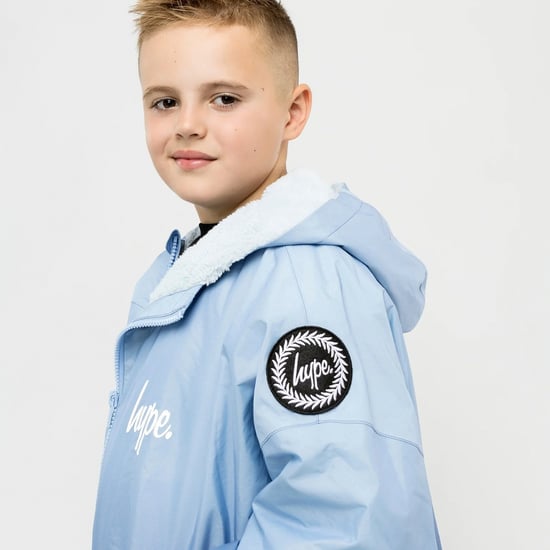 Kinder-Wechselumhang für Mädchen und Jungen, blauer Ombre-Fleece, warmer Schwimmmantel - Image 4