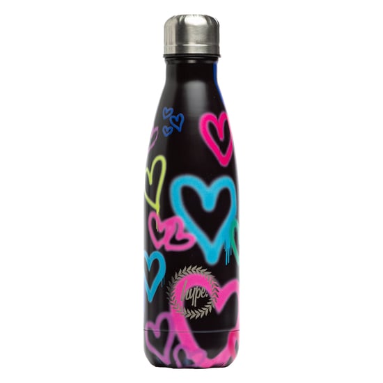 Schwarze Graffiti-Herz Metall-Wasserflasche | Schraubverschluss Wiederverwendbar Auslaufsicher - Image 1