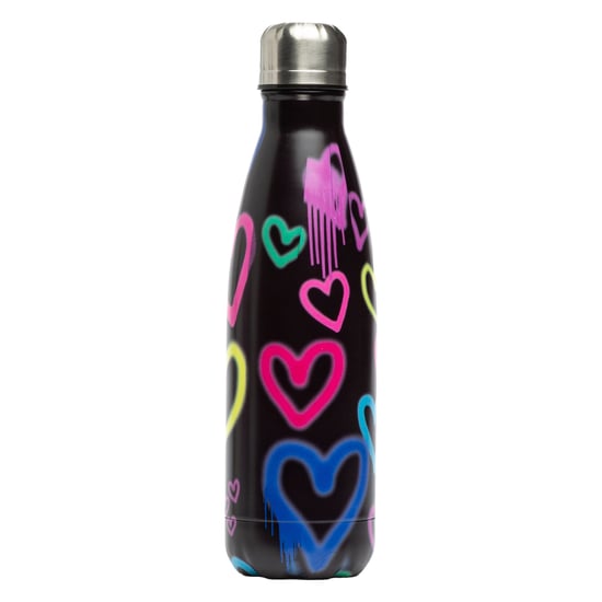 Schwarze Graffiti-Herz Metall-Wasserflasche | Schraubverschluss Wiederverwendbar Auslaufsicher - Image 2