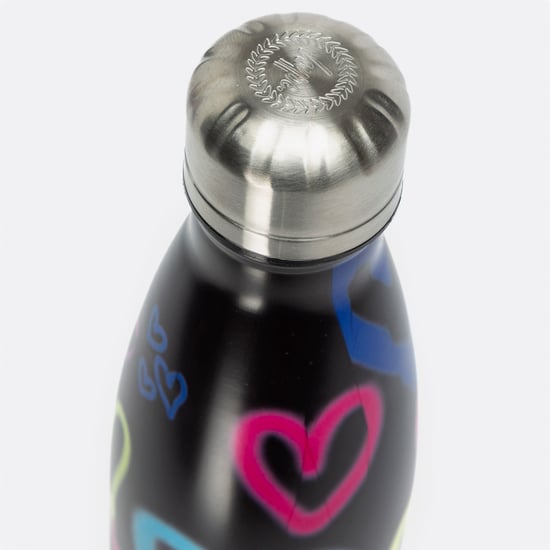 Schwarze Graffiti-Herz Metall-Wasserflasche | Schraubverschluss Wiederverwendbar Auslaufsicher - Image 3