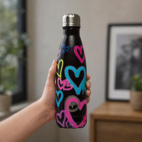 Schwarze Graffiti-Herz Metall-Wasserflasche | Schraubverschluss Wiederverwendbar Auslaufsicher - Image 5