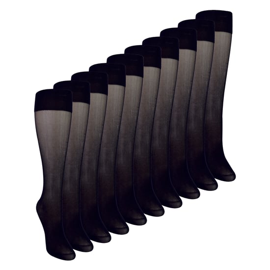 Sock Snob 10er-Pack Kniestrümpfe, 15 Denier, leichte transparente Ausführung - Schwarz - Image 1