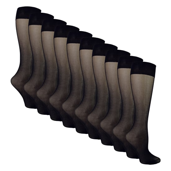 Sock Snob 10er-Pack Kniestrümpfe, 15 Denier, leichte transparente Ausführung - Schwarz - Image 3